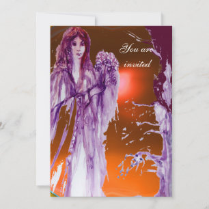 QUEEN GUINEVERE Purple Orange Fantasy Invitation