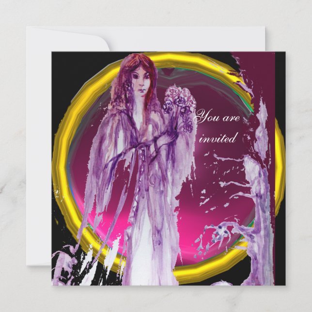 QUEEN GUINEVERE purple white yellow black Invitation (Front)