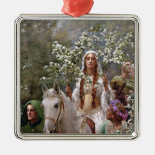 Queen Guinevere's Maying (by John Collier) Metal Ornament