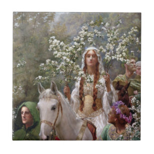 Queen Guinevere's Maying (by John Collier) Tile