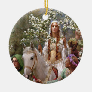 Queen Guinevere's Maying c. 1900 by John Collier Ceramic Ornament