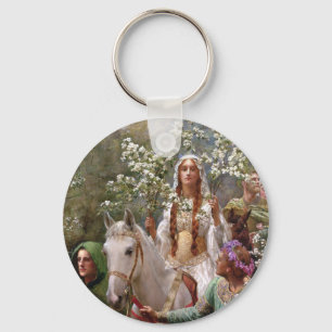 Queen Guinevere's Maying c. 1900 by John Collier Keychain