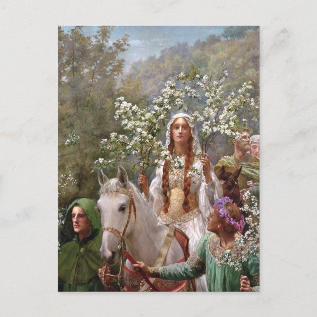 Queen Guinevere's Maying c. 1900 by John Collier Postcard (Front)