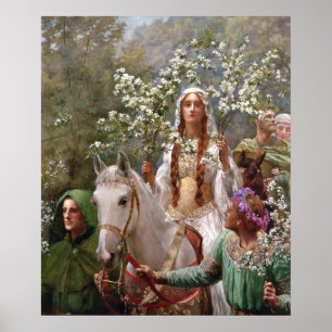 Queen Guinevere's Maying c. 1900 by John Collier Poster