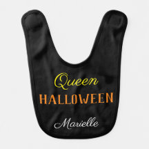 Queen Halloween Personalized Black Baby Bib