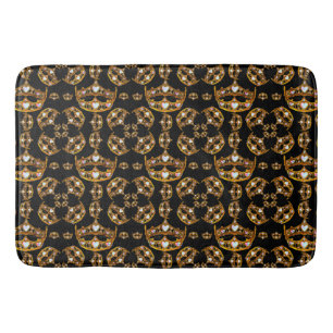Queen hearts gold crown tiara black bath mat