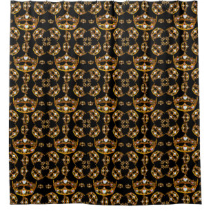 Queen hearts gold crown tiara black shower curtain