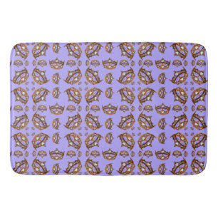 Queen Hearts Gold Crown Tiara pattern periwinkle Bath Mat