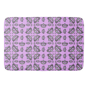 Queen Hearts Silver Crown Tiara pattern pink lilac Bath Mat