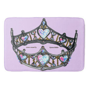 Queen Hearts Silver Crown Tiara pink lilac bath Bath Mat