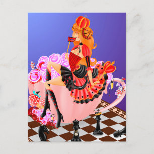 Queen in teacup   Postcard