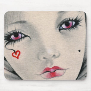 Queen jester heart face Mousepad