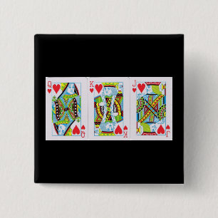 Queen,King,Jack of Hearts 2 Inch Square Button