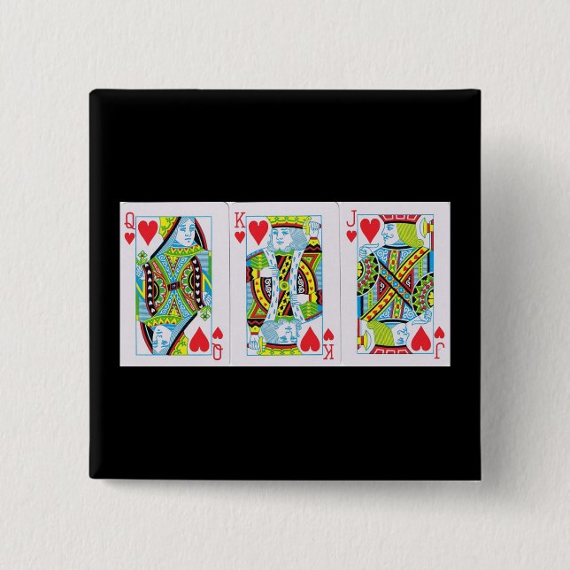 Queen,King,Jack of Hearts 2 Inch Square Button (Front)