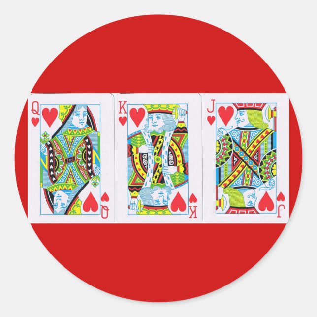Queen,King,Jack of Hearts Classic Round Sticker (Front)