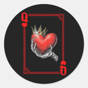 Queen King Of Hearts Playing Card Couple Matching  Classic Round Sticker