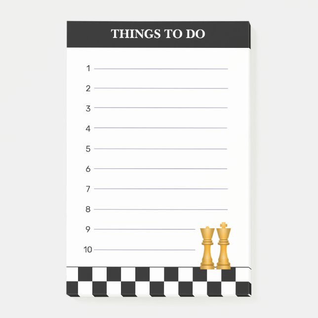 Queen & King on Black & White Chess Things To Do P Post-it Notes (Front)