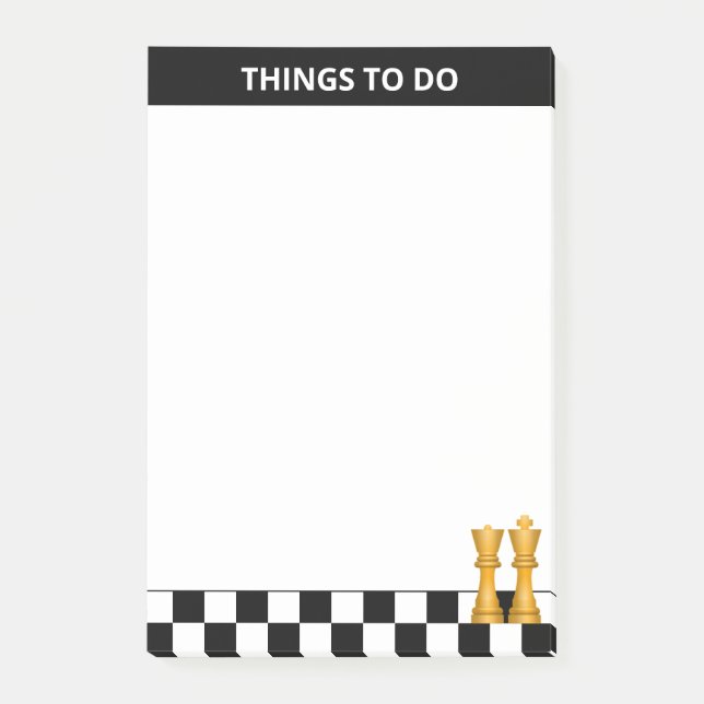 Queen & King on Black & White Chess Things To Do Post-it Notes (Front)