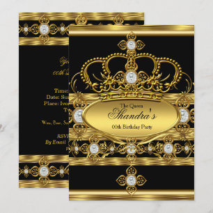 Queen King Prince Royal Gold Diamond Crown Party Invitation