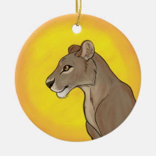 Queen Lioness Ceramic Ornament