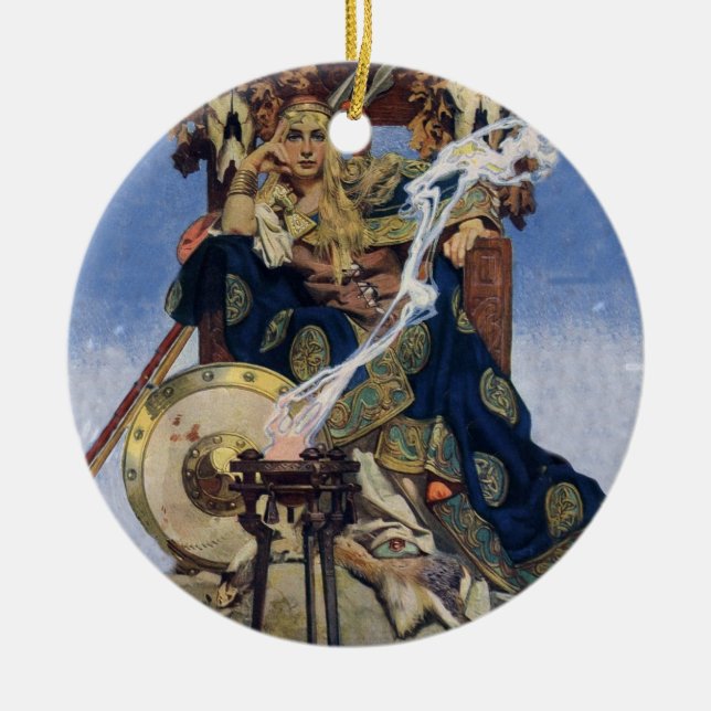 Queen Maeve Warrior Princess Fantasy Art Ceramic Ornament (Front)