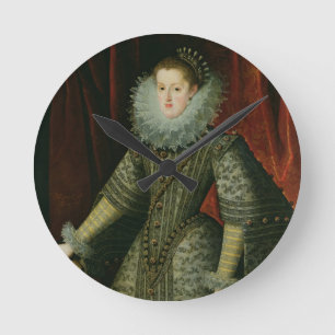 Queen Margarita of Austria, 1609 (oil on canvas) Round Clock