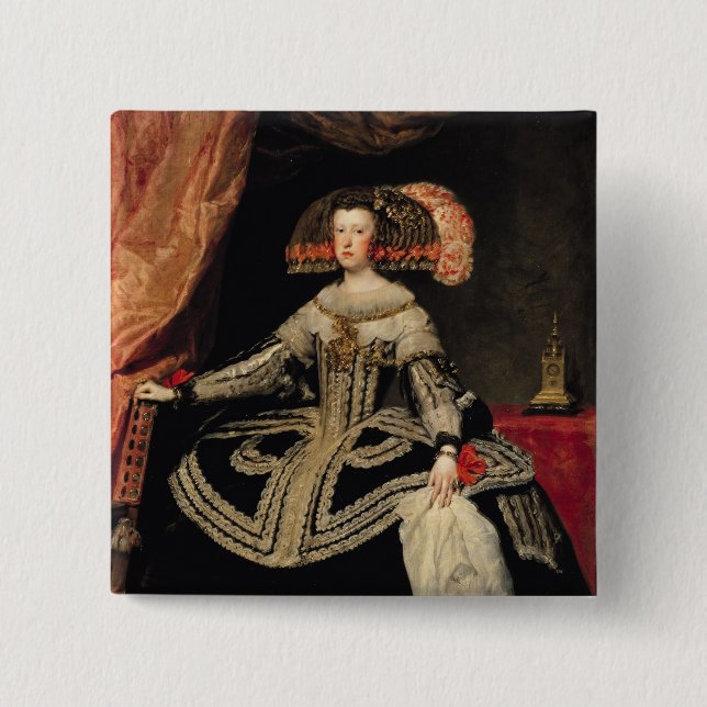 Queen Maria Anna  of Austria, 1652 2 Inch Square Button (Front)