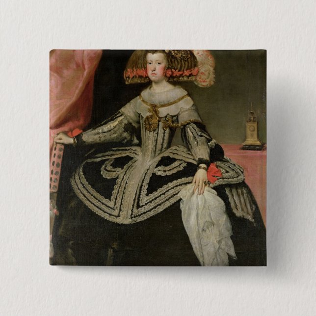 Queen Maria Anna of Austria , c. 1652 2 Inch Square Button (Front)