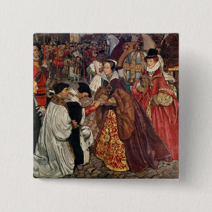 Queen Mary and Princess Elizabeth entering 2 Inch Square Button