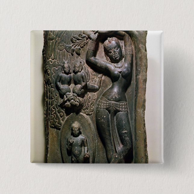 Queen Maya giving birth to the future Buddha 2 Inch Square Button (Front)