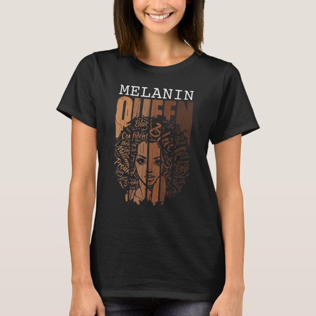 Queen Melanin Black History Month African American T-Shirt (Front)