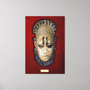 Queen Mother Idia - Ivory Edo Mask on Red Velvet Canvas Print