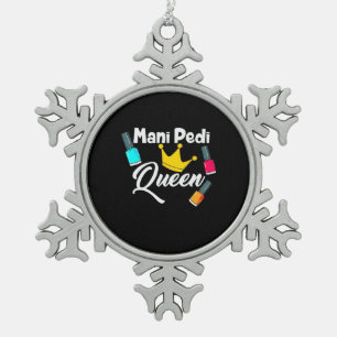 Queen Nail Artist Snowflake Pewter Christmas Ornament