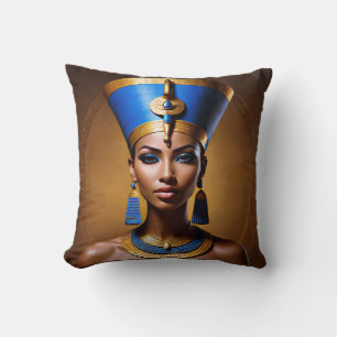 “Queen Nefertiti” Beautiful Ancient African Queen Throw Pillow