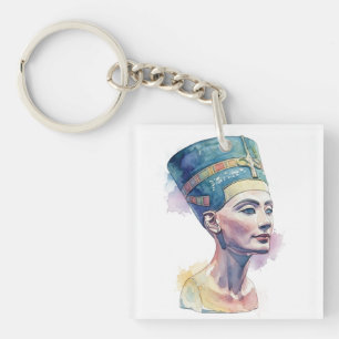 Queen Nefertiti Watercolor Acrylic Keychain