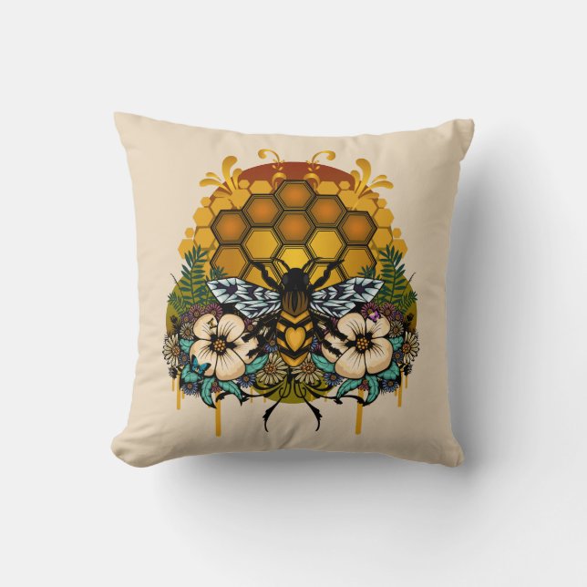 Queen Of Bees Throw Pillow (Front)