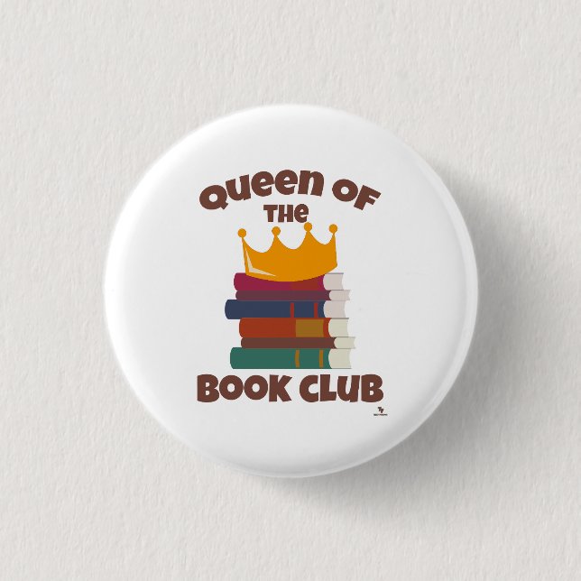 Queen Of Book Club Fun Reading Design 1 Inch Round Button (Front)