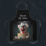 Queen Of Cakes Scary Clown Cream Cake Apron<br><div class="desc">A cute apron for a Queen of Cakes featuring a Scary Clown themed cake. Customize it with any text.</div>