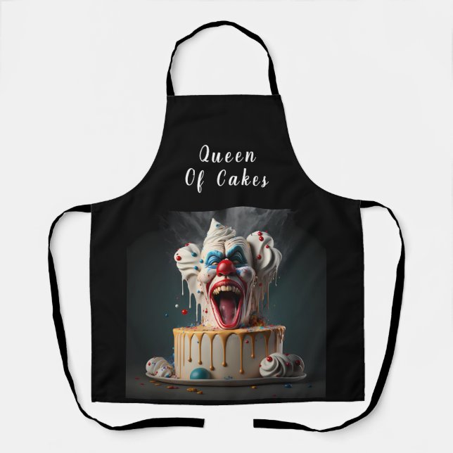 Queen Of Cakes Scary Clown Cream Cake Apron (Front)