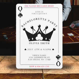 Queen of Clubs Poker Card Bachelorette Party