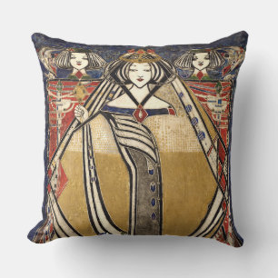 Queen of Diamonds by Margaret Macdonald Mackintosh Throw Pillow