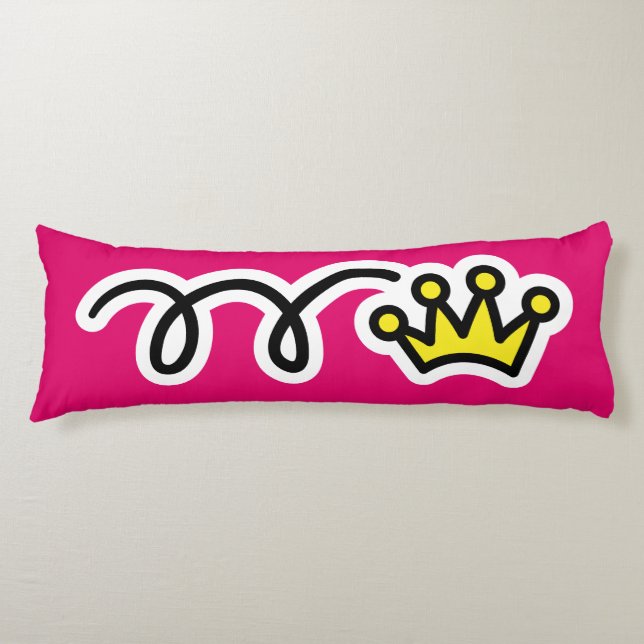 Queen of everything crown girl's bedroom bed decor body pillow (Front)