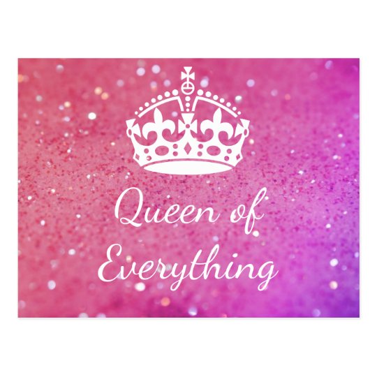Queen of Everything Crown Pink Bokeh Postcard