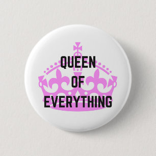 Queen Of Everything Crown Text Illustration 2 Inch Round Button