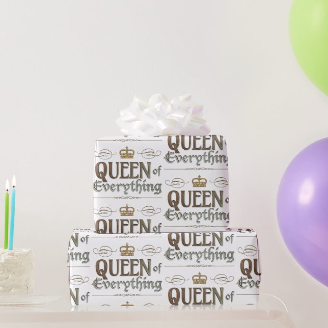 QUEEN of Everything -  Royalty Lettering Crown Wrapping Paper (Party Gifts)