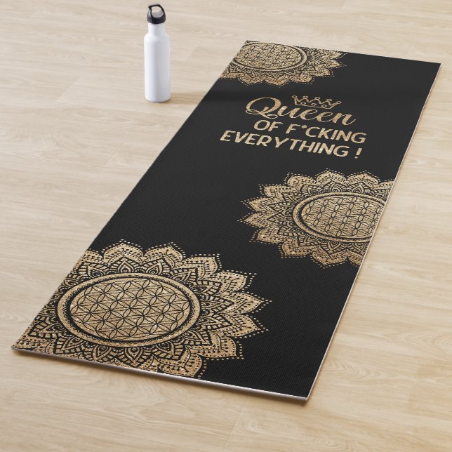 Queen of f*cking everything gold mandala yoga mat (In Situ)
