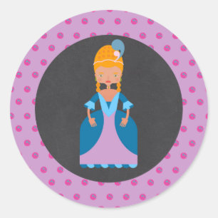 Queen of France girl birthday party Classic Round Sticker