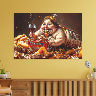 “Queen of Gluttonous Decay” Colourful Portrait Canvas Print