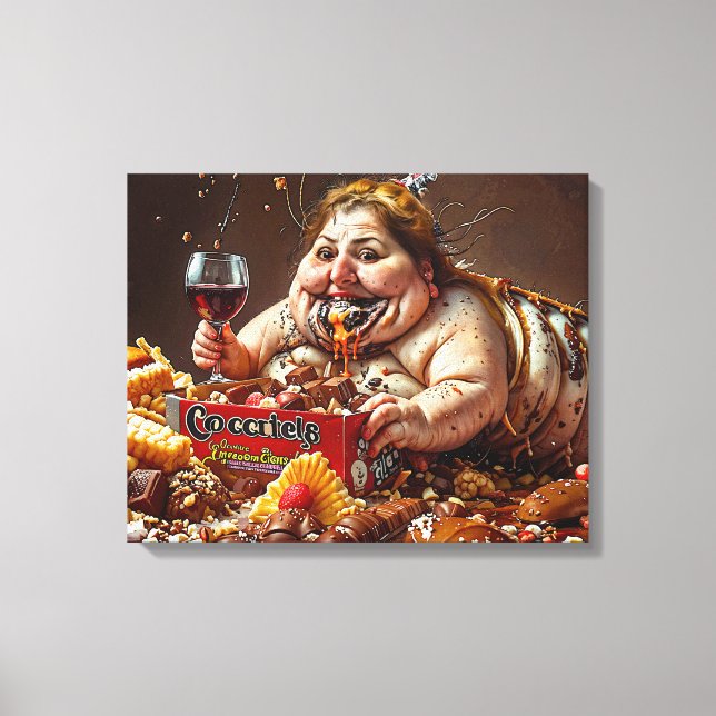 “Queen of Gluttonous Decay” Colourful Portrait Canvas Print (Front)
