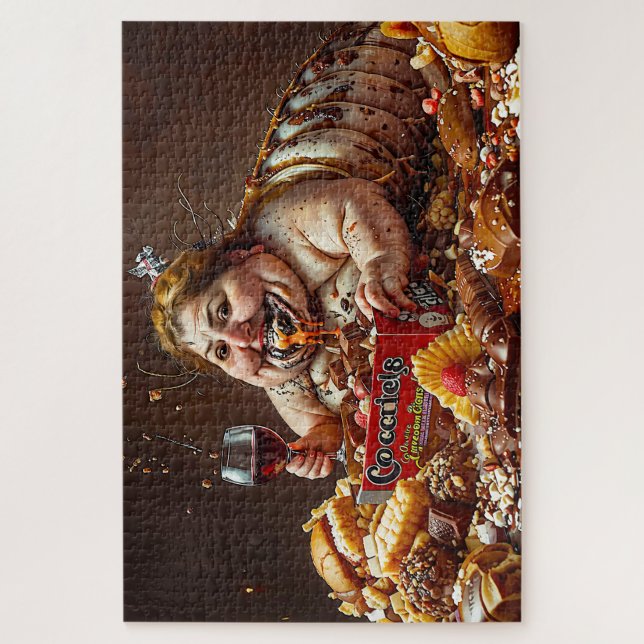 “Queen of Gluttonous Decay” Colourful Portrait Jigsaw Puzzle (Vertical)